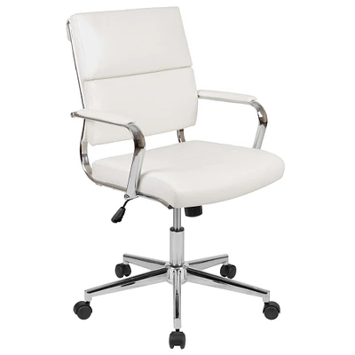 Merrick Lane McEntyre Ergonomic Swivel Office Chair Panel Style Mid-Back Computer Desk Chair with Padded Metal Arms & Base