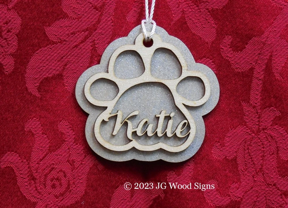 Dog Name Christmas Ornaments Gift Layered Wood JGWoodSigns Ornament KatieB6