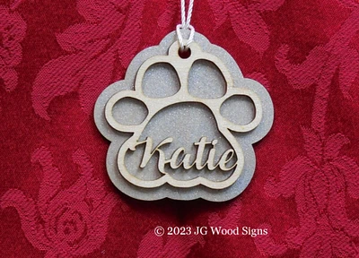 Dog Name Christmas Ornaments Gift Layered Wood JGWoodSigns Ornament KatieB6