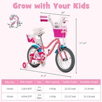 Kids Bicycle with Training Wheels and Basket for Boys and Girls Age 3-9 Years