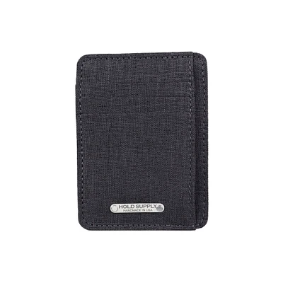 Gray Polyester Poplin Fabric Front Pocket Wallet, Canvas Minimalist Fabric Card and Cash Holder Wallet Handmade in California
