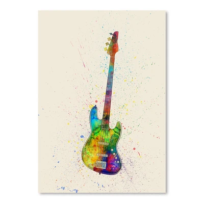 Electric Bass Guitar Abstract Watercolor by Michael Tompsett Poster Art Print
