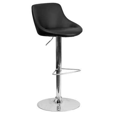 Emma and Oliver Swivel Bucket Seat Adjustable Height Barstool with Chrome Base