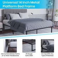 Emma and Oliver 14" Metal Platform Bed with Steel Slat Support and 12.5" of Underbed Storage - No Box Spring or Foundation Required