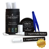 HBCY Creations Liquid Chalk Markers Set - 10 Non-Toxic Erasable Chalkboard Markers - Extra Chisel & Bullet Tips, Tweezers & Chalk Pen Holder!