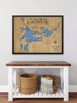 Map Gift - Custom Lake Map Personalized Lake House Decor Lake House Sign Mens Gift Lake House Wall Art