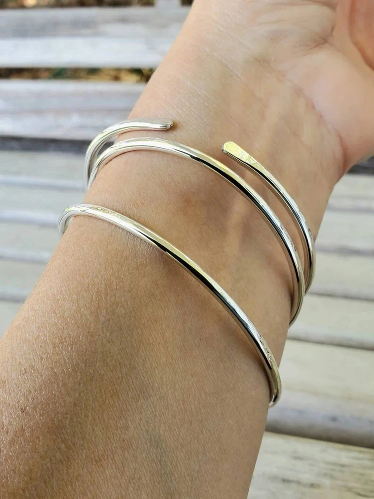 One Hammered Sterling Silver Bangle Bracelet | Create Your Set Handcrafted Bangles | Boho Stacking Silver Bangles | Solid Sterling Bangles