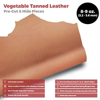 ELW Genuine Leather Vegetable Tanned 8-9 oz. (3.2-3.6mm) Size 6” to 14 SQ FT Full Grain Veg Tan Leather AB Grade Cowhide, Heavy Weight, Tooling, Carving, DIY, Holster