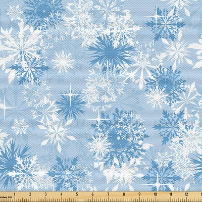 Ambesonne Snowflake Fabric by the Yard, Winter Holiday Illustration Christmas Snowflakes on Abstract Background, Decorative Fabric for Upholstery and Home Accents, Yards