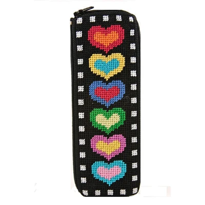 Half-Spec Case - Hearts on Black - Needlepoint Kit