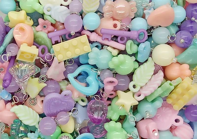 Easter Charm Mix, Assorted Pastel Dangles and Acrylic Charms, 35 pieces, Adorabilities