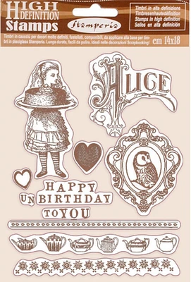 Stamperia Cling Rubber Stamp 5.5"X7"-Happy Birthday Alice