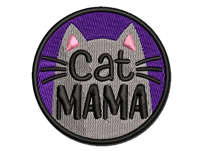 Cat Mama Mom Multi-Color Embroidered Iron-On Patch Applique