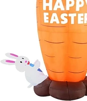 6 FT Easter Inflatable Carrot and Bunny Blow Up Easter Decor with Build-in LEDs