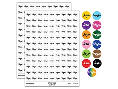 Vegan Text 0.50" Round Sticker Pack