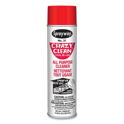 Sprayway Crazy Clean All Purpose Cleaner, Floral Scent, 19 oz Aerosol Spray, Dozen