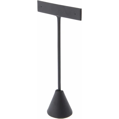 Plymor Black Faux Leather "T" Style, Single Pair Earring Display Stand, 2.625" W x 1.25" D x 5.75" H