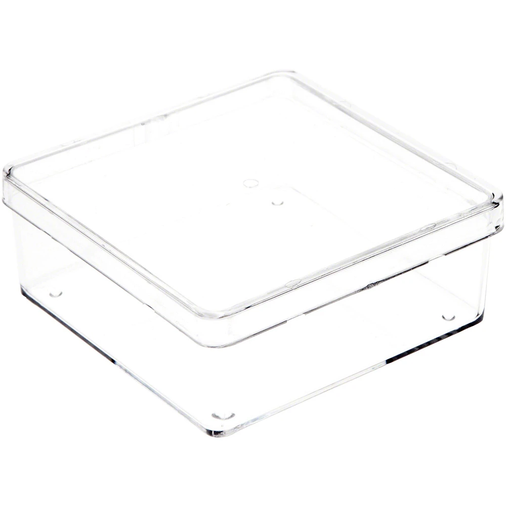 Pioneer Plastics 006C Clear Extra Small Square Plastic Container, 2.875" W x 2.875" D x 1.0625" H