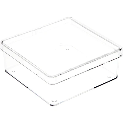 Pioneer Plastics 006C Clear Extra Small Square Plastic Container, 2.875" W x 2.875" D x 1.0625" H