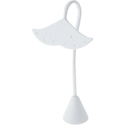 Plymor White Faux Leather Fish Tail Style, Four Pair Earring Display Stand, 3.25" W x 2" D x 5.625" H