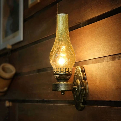 Kitcheniva Retro Wall Lamp Sconce Glass and Iron Light Fixture