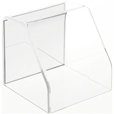 Plymor Clear Acrylic Slanted Front Display Case with No Base (Mirrored), 4" x 4" x 4"