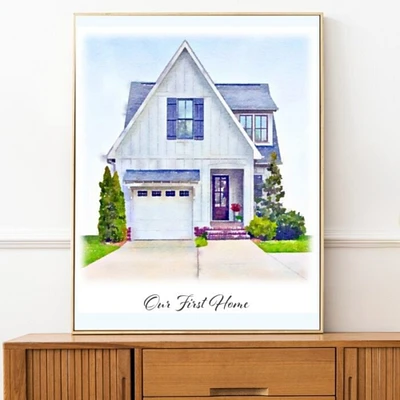 Personalized House Wall Art - Custom Home Portrait - Nice Gift, Keepsake, Housewarming or Realtor Gift