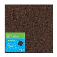 Dark Cork Tiles, 12" x 12", 4 Per Pack, 2 Packs