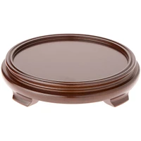 Plymor Walnut Round Wood Veneer Footed Display Base, 8" W x 8" D x 2" H