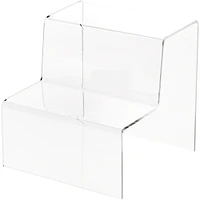 Plymor Clear Acrylic 2-Step Solid Back Display Stairs, 6.125" H x 6" W x 6.75" D