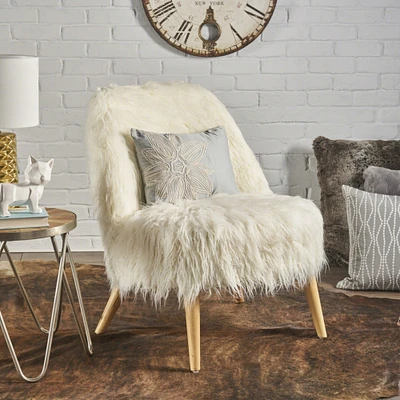 GDFStudio Soho Shaggy Faux faux Accent Chair