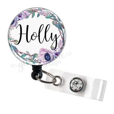 Retractable Badge Holder Reel, Personalized Name Badge Reel, Flower Badge Holder, Retractable ID Reel, Flower Nurse Badge Reel - GG4497