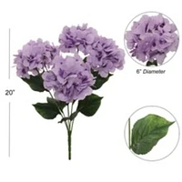 Lavender Hydrangea Bush with 5 Silk Sprays, 21-Inch, UV Resistant, Patio & Garden, Floral Bush by Floral Home®