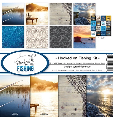 Reminisce Collection Kit 12"X12"-Hooked On Fishing