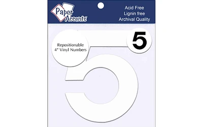 Vinyl Numbers Removable Adh 4" 5 2pc White