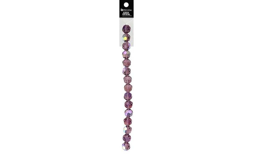 John Bead Preciosa 5" 8mm Rnd Lt Amethyst AB