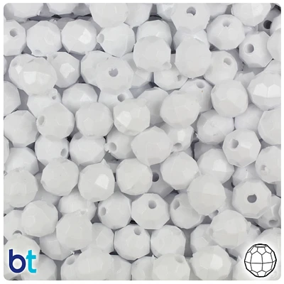 BeadTin Opaque 8mm Faceted Round Plastic Craft Beads (450pcs