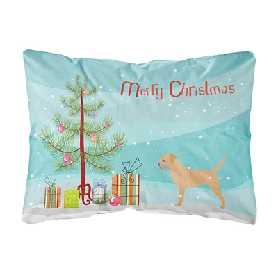"Caroline's Treasures BB2907PW1216 Border Terrier Merry Christmas Tree Canvas Fabric Decorative Pillow, 12"" x 16"", Multicolor"