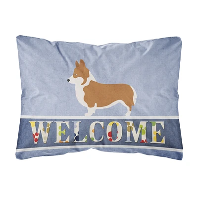 "Caroline's Treasures BB8320PW1216 Pembroke Welsh Corgi Welcome Canvas Fabric Decorative Pillow, Multicolor"