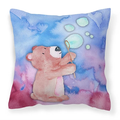 "Caroline's Treasures BB7347PW1818 Bear and Bubbles Watercolor Outdoor Canvas Pillow, Multicolor"