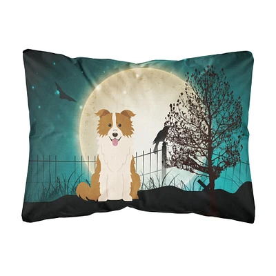 "Caroline's Treasures BB2309PW1216 Halloween Scary Border Collie Red White Canvas Fabric Decorative Pillow, 12"" H x 16"" W, Multicolor"