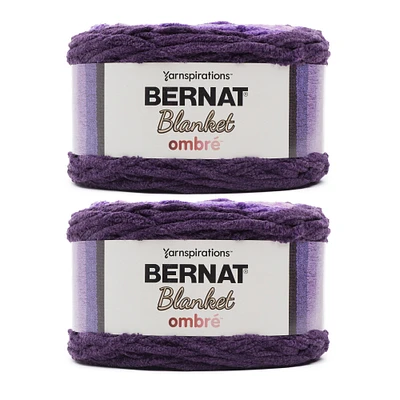 Bernat Blanket Ombre Eggplant Ombre Yarn - 2 Pack of 300g/10.5oz - Polyester - 6 Super Bulky - 220 Yards - Knitting/Crochet