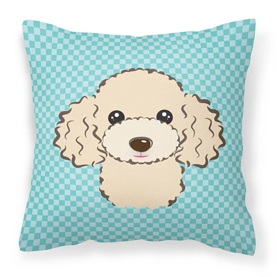 "Caroline's Treasures BB1196PW1818 Checkerboard Blue Buff Poodle Decorative Pillow, 18"" x 18"", Multicolor"