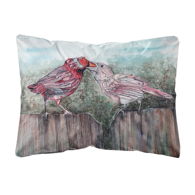 "Caroline's Treasures Red Bird Feeding Fabric Decorative Pillow, 12"" x 16"", Multicolor"