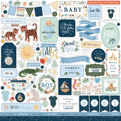 Welcome Baby Boy Cardstock Stickers 12"X12"-Elements