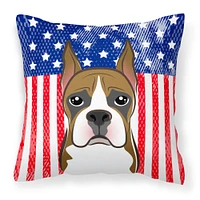 "Caroline's Treasures BB2153PW1414 American Flag And Boxer Fabric Decorative Pillow, 14"" x 14"", Multicolor"