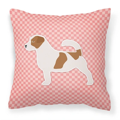 "Caroline's Treasures BB3607PW1818 Jack Russell Terrier Checkerboard Pink Pillow, 18"" x 18"", Multicolor"