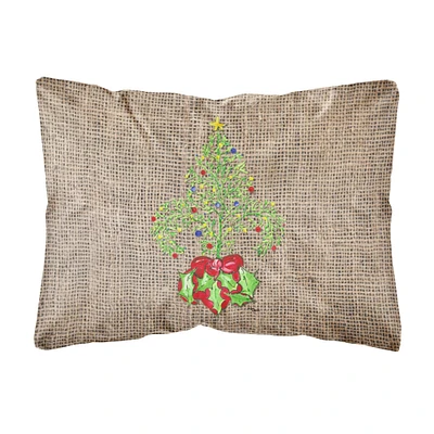 "Caroline's Treasures 8745PW1216 Christmas Tree Fleur de lis Decorative Canvas Fabric Pillow, Large, Multicolor"