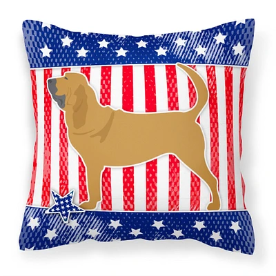 "Caroline's Treasures BB3284PW1818 USA Patriotic Bloodhound Fabric Decorative Pillow, 18"" x 18"", Multicolor"