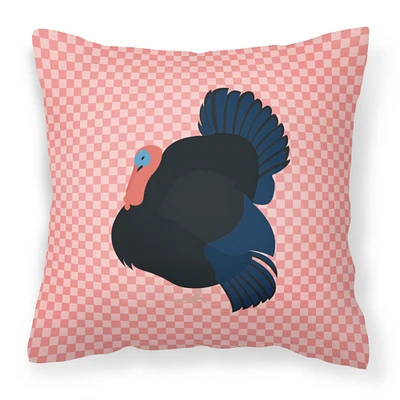 "Caroline's Treasures BB7985PW1818 Norfolk Black Turkey Pink Check Outdoor Canvas Fabric Decorative Pillow, Multicolor"